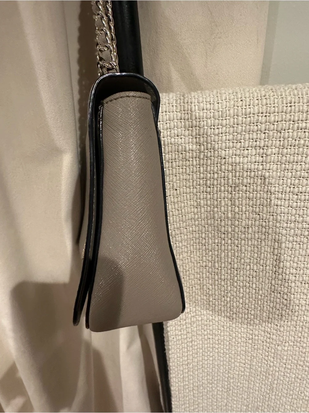 Tory Burch taupe leather shoulder or crossbody bag with gold chain